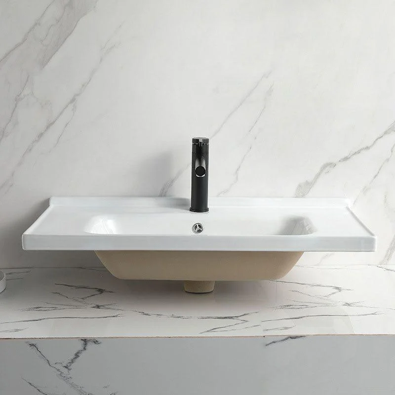 Modern Vessel Sink Rectangular Porcelain Drop-in Bathroom Sink(Not Included Tap) -Bathlova