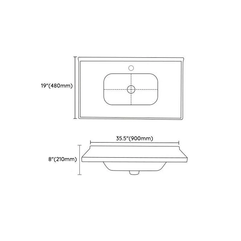 Modern Vessel Sink Rectangular Porcelain Drop-in Bathroom Sink(Not Included Tap) -Bathlova