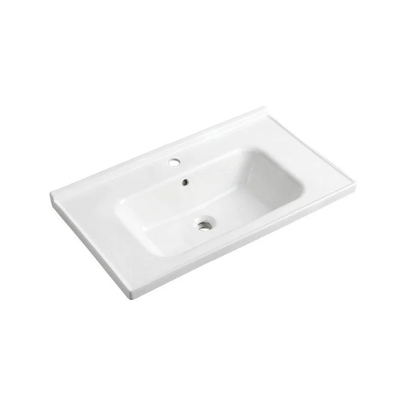 Modern Vessel Sink Rectangular Porcelain Drop-in Bathroom Sink(Not Included Tap) -Bathlova