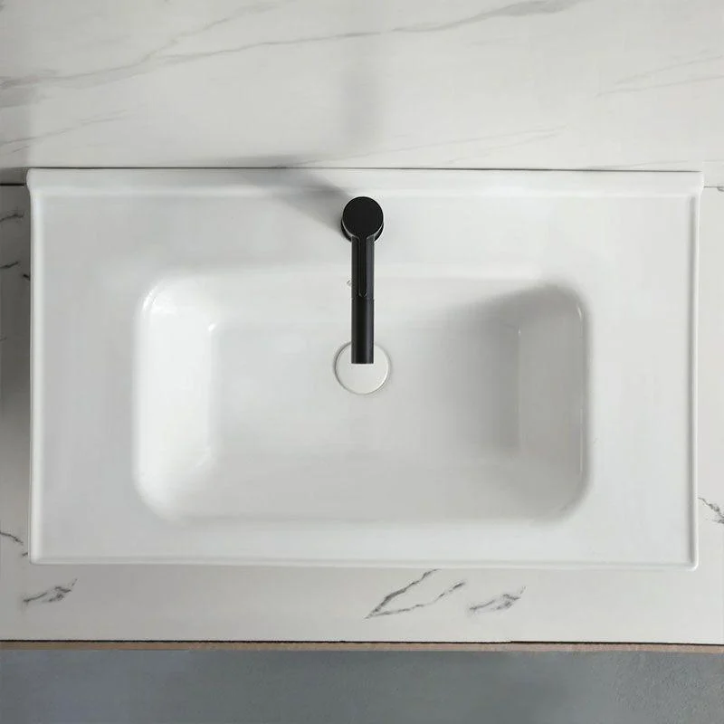 Modern Vessel Sink Rectangular Porcelain Drop-in Bathroom Sink(Not Included Tap) -Bathlova