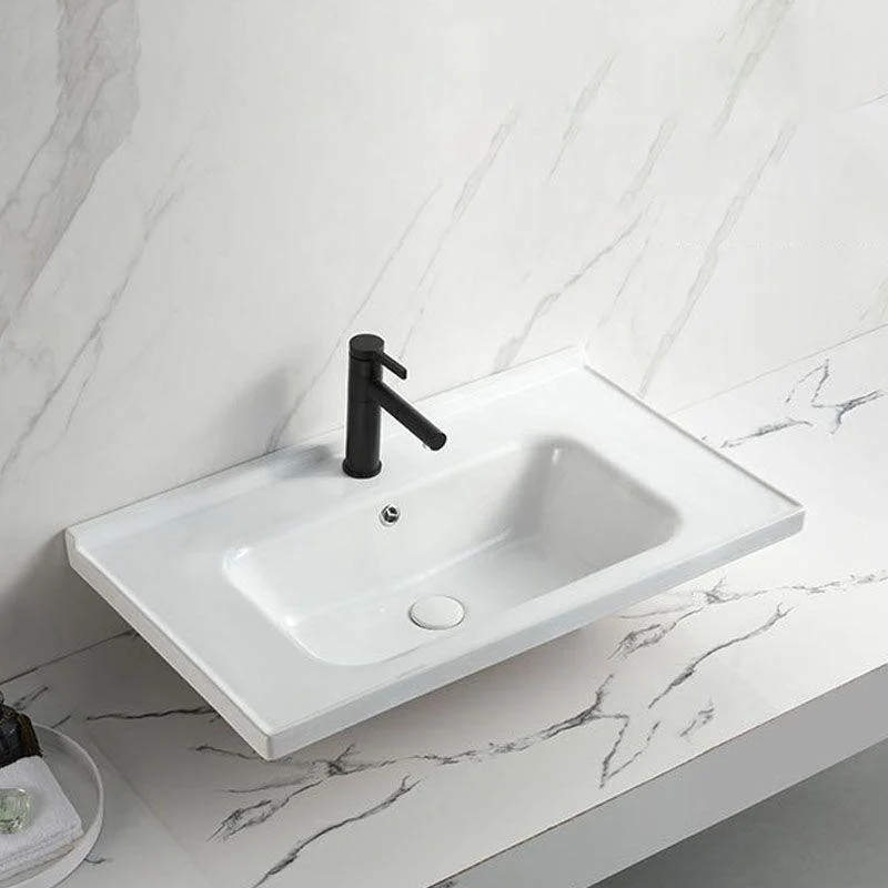 Modern Vessel Sink Rectangular Porcelain Drop-in Bathroom Sink(Not Included Tap) -Bathlova