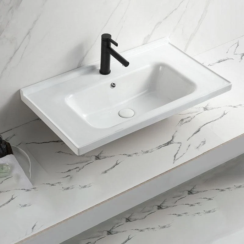 Modern Vessel Sink Rectangular Porcelain Drop-in Bathroom Sink(Not Included Tap) -Bathlova