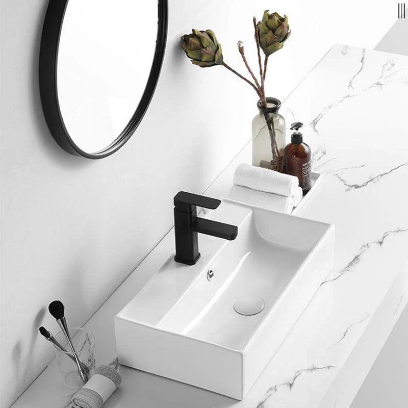 Modern Vessel Sink Rectangular Porcelain Wall Mount Bathroom Sink(Not Included Tap) -Bathlova