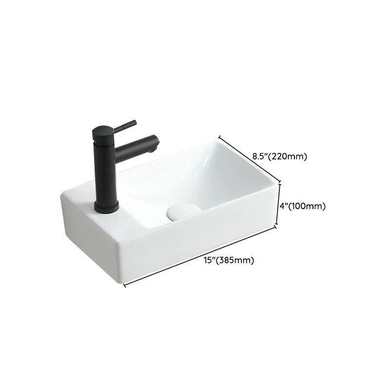 Modern Vessel Sink Rectangular Porcelain Wall Mount Bathroom Sink(Not Included Tap) -Bathlova