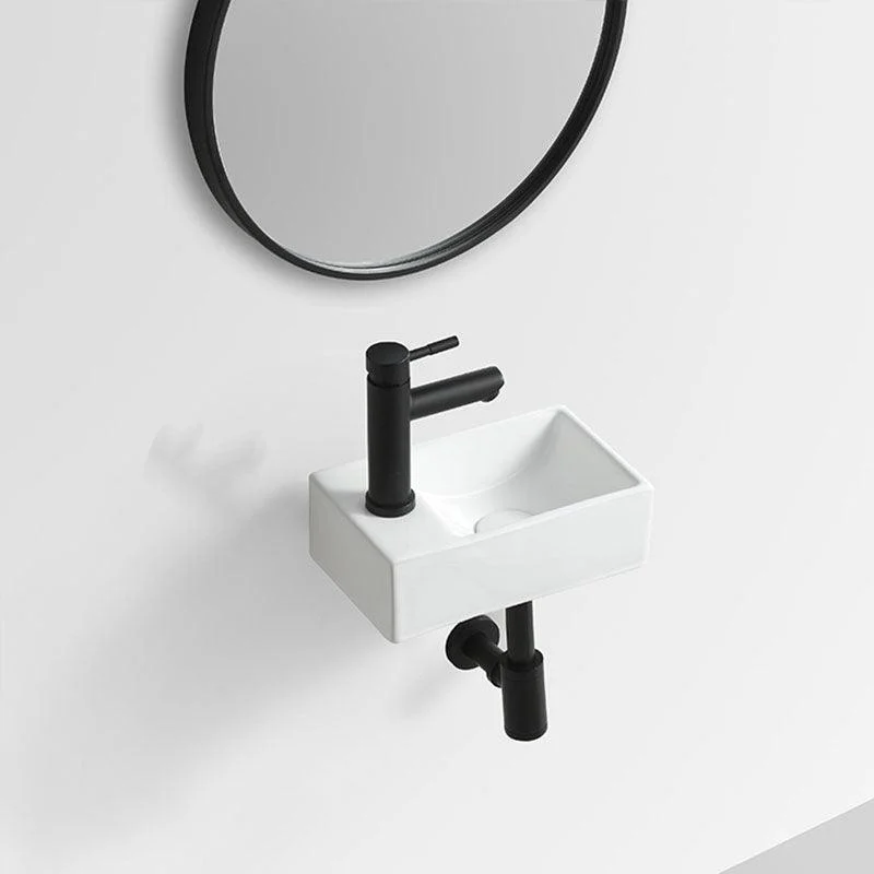 Modern Vessel Sink Rectangular Porcelain Wall Mount Bathroom Sink(Not Included Tap) -Bathlova