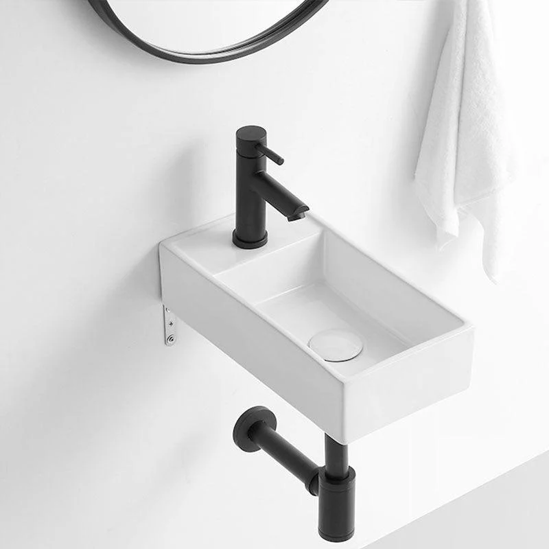 Modern Vessel Sink Rectangular Porcelain Wall Mount Bathroom Sink(Not Included Tap) -Bathlova