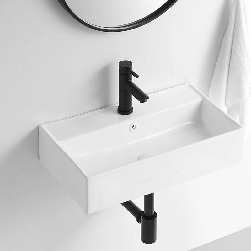 Modern Vessel Sink Rectangular Porcelain Wall Mount Bathroom Sink(Not Included Tap) -Bathlova