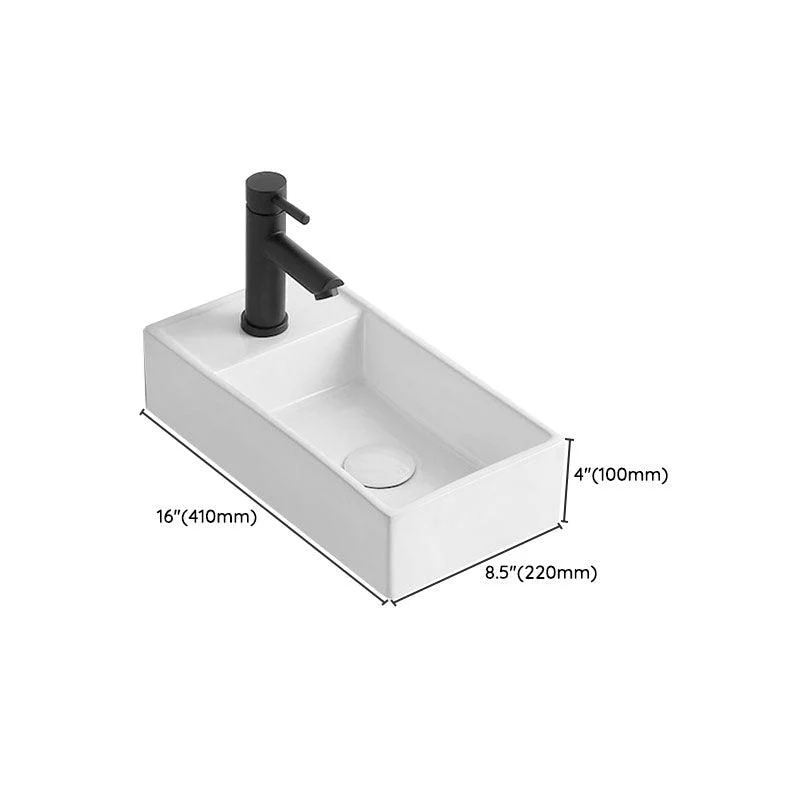 Modern Vessel Sink Rectangular Porcelain Wall Mount Bathroom Sink(Not Included Tap) -Bathlova