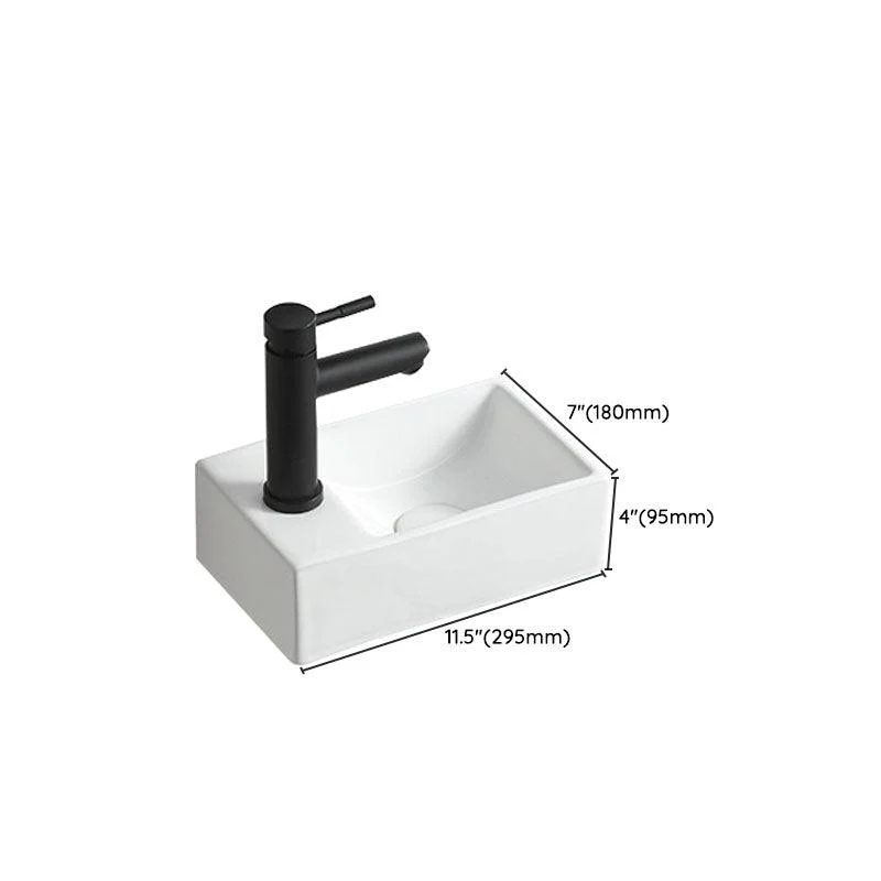 Modern Vessel Sink Rectangular Porcelain Wall Mount Bathroom Sink(Not Included Tap) -Bathlova