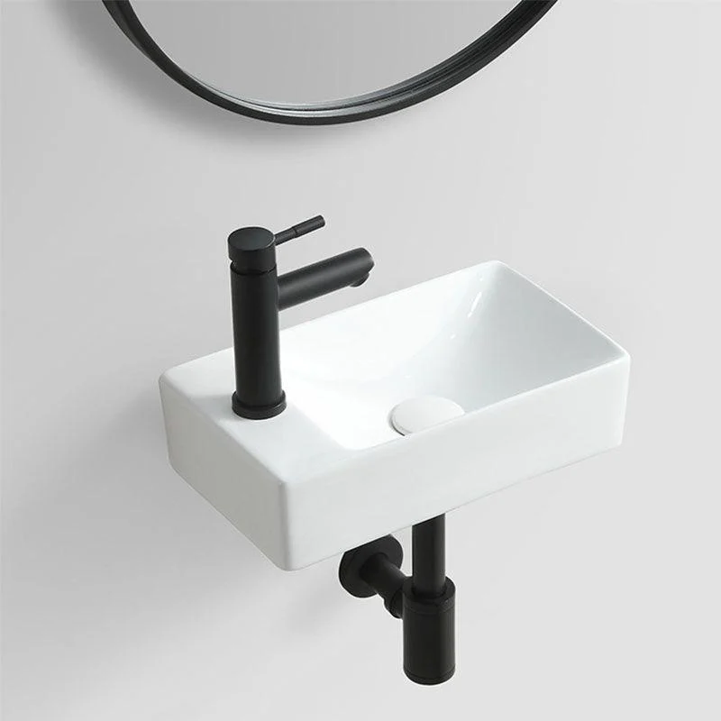 Modern Vessel Sink Rectangular Porcelain Wall Mount Bathroom Sink(Not Included Tap) -Bathlova