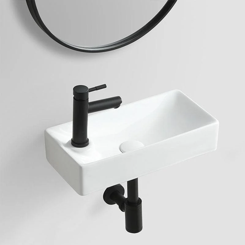 Modern Vessel Sink Rectangular Porcelain Wall Mount Bathroom Sink(Not Included Tap) -Bathlova