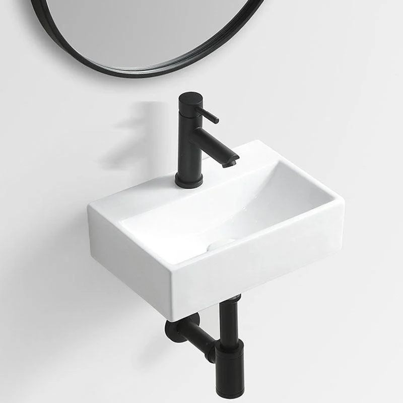 Modern Vessel Sink Rectangular Porcelain Wall Mount Bathroom Sink(Not Included Tap) -Bathlova