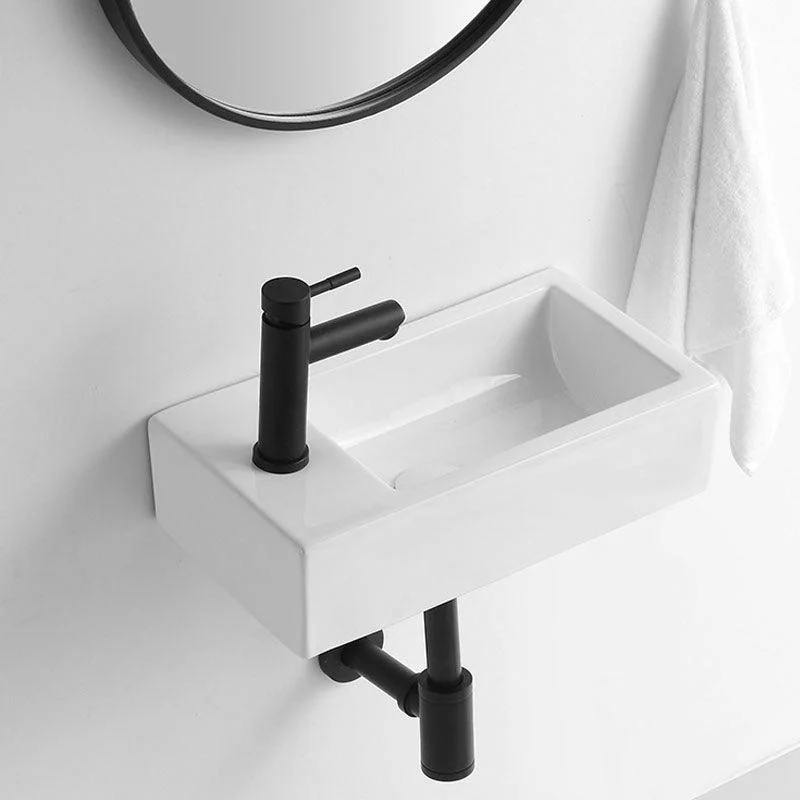 Modern Vessel Sink Rectangular Porcelain Wall Mount Bathroom Sink(Not Included Tap) -Bathlova