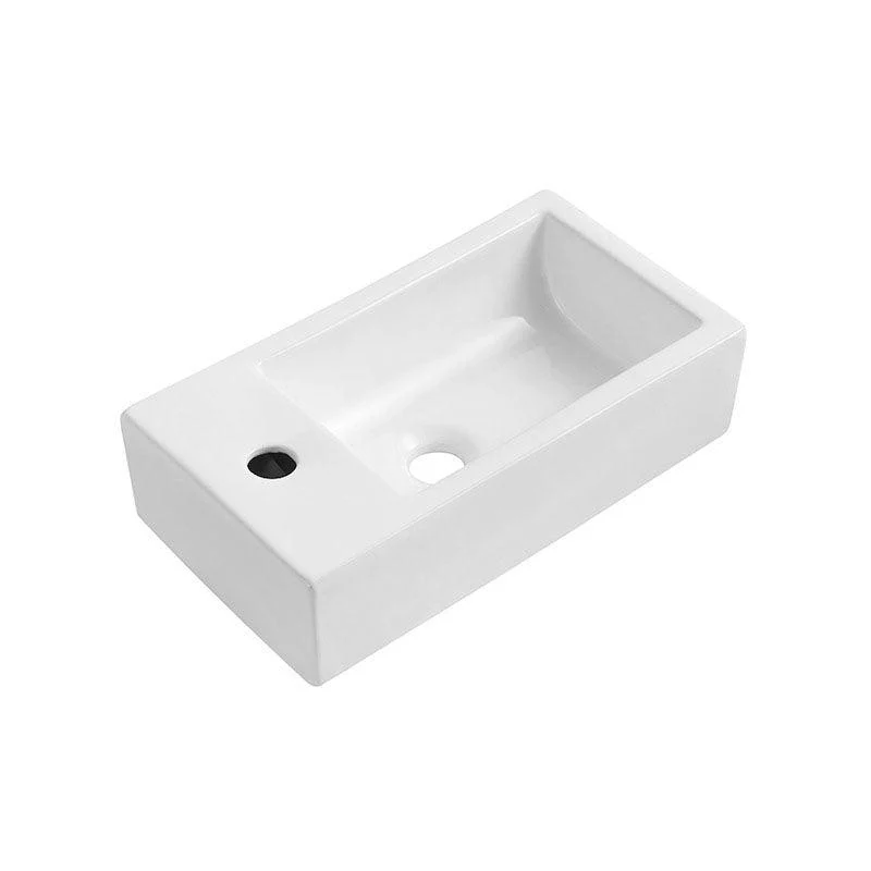 Modern Vessel Sink Rectangular Porcelain Wall Mount Bathroom Sink(Not Included Tap) -Bathlova