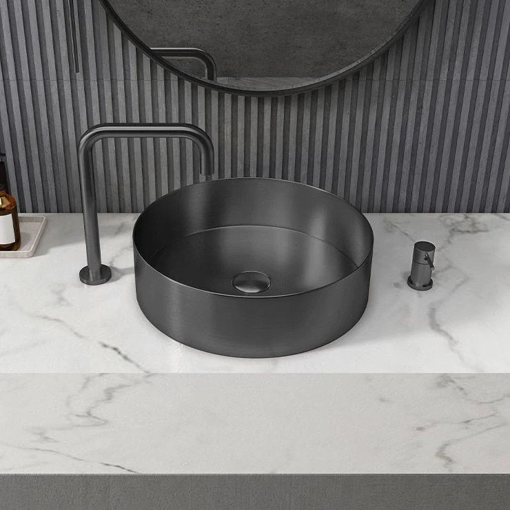 Modern Vessel Sink Round Metal with Basin and Tap Vessel Lavatory Sink -Bathlova