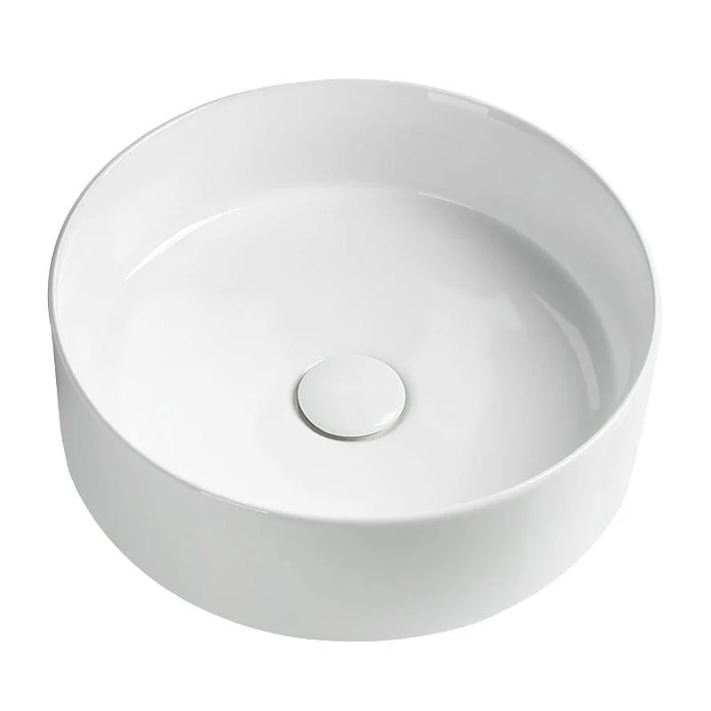 Modern Vessel Sink Round Porcelain Drain Assembly and Tap Vessel Lavatory Sink -Bathlova