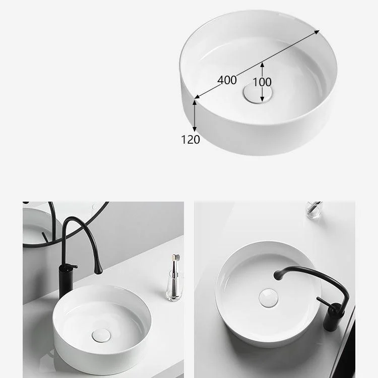 Modern Vessel Sink Round Porcelain Drain Assembly and Tap Vessel Lavatory Sink -Bathlova