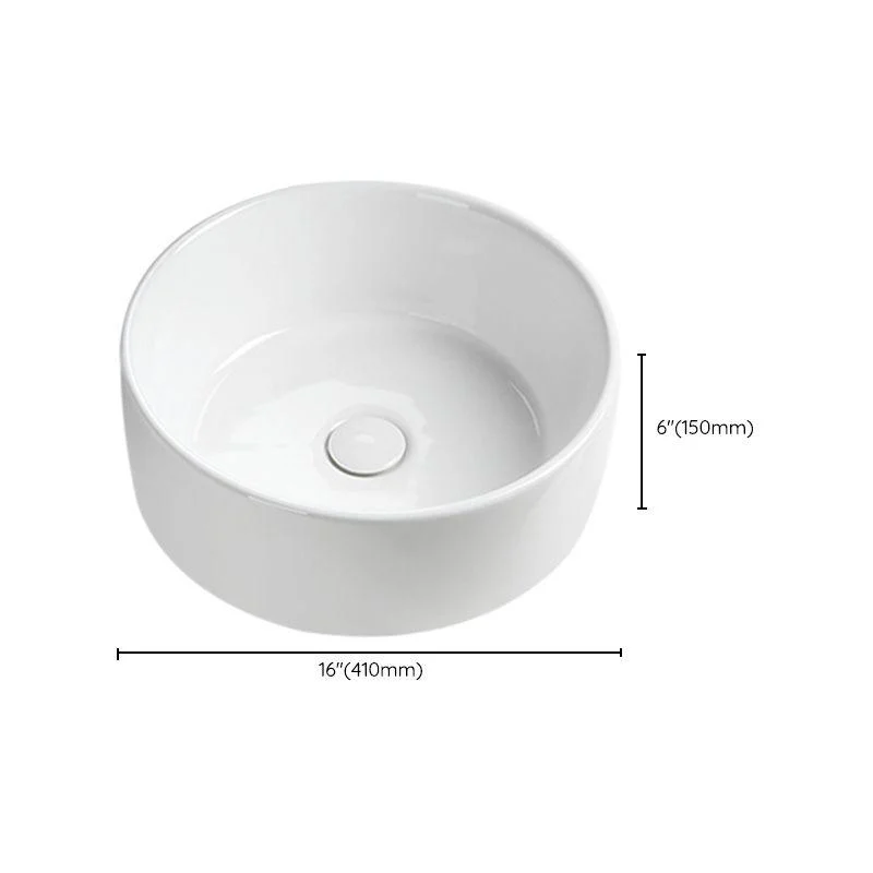 Modern Vessel Sink Round Porcelain Drain Assembly and Tap Vessel Lavatory Sink -Bathlova