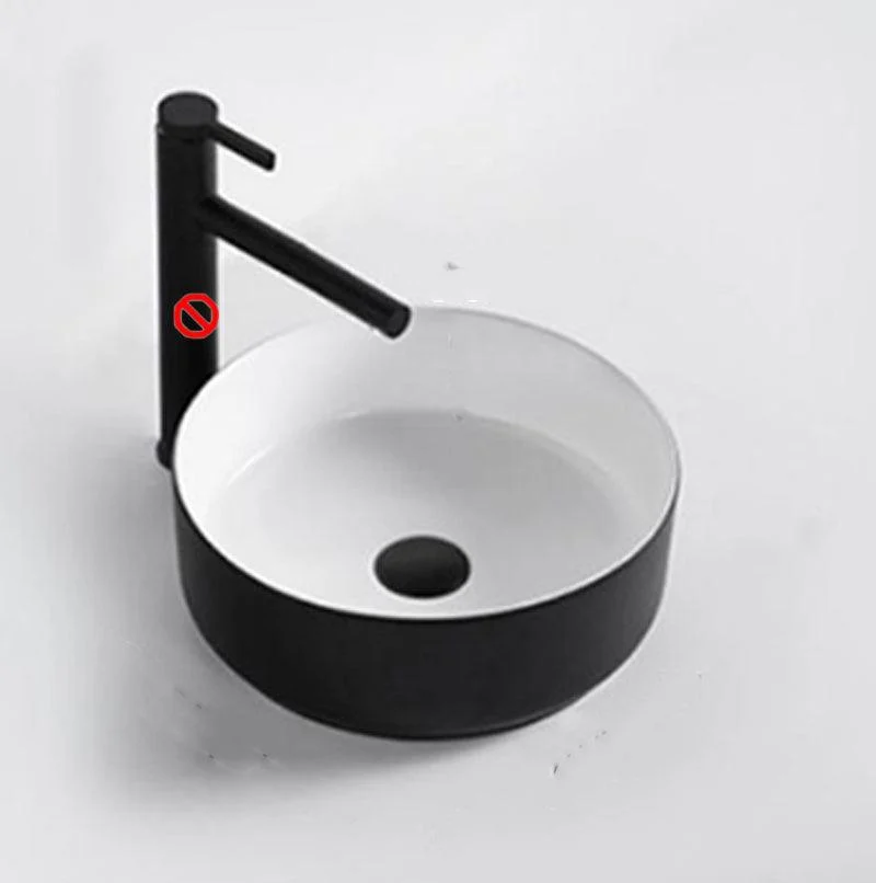 Modern Vessel Sink Round Porcelain with Basin Vessel Lavatory Sink without Tap -Bathlova