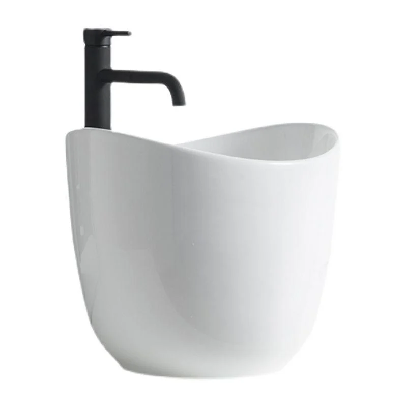 Modern Vessel Sink Round Porcelain with Pop-Up Drain Vessel Bathroom Sink -Bathlova