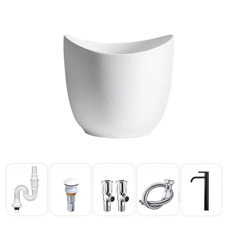 Modern Vessel Sink Round Porcelain with Pop-Up Drain Vessel Bathroom Sink -Bathlova