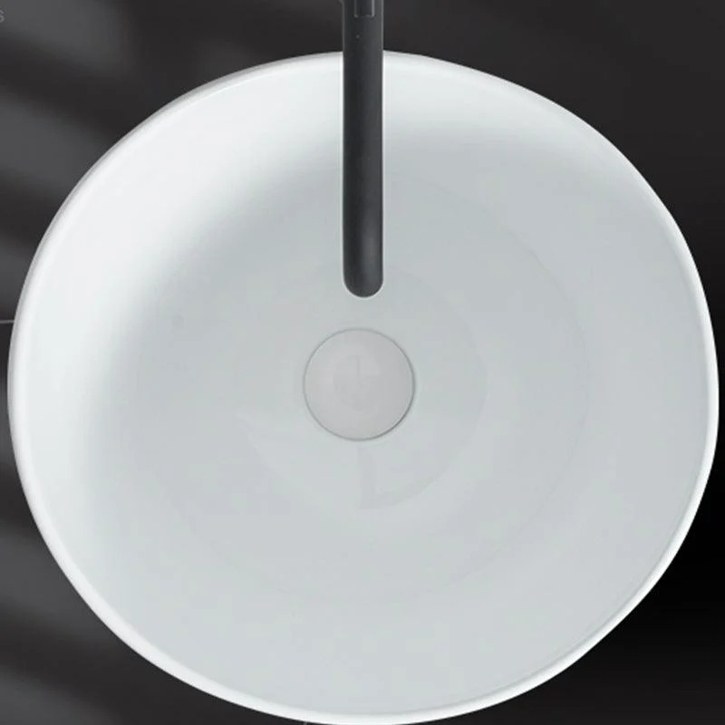 Modern Vessel Sink Round Porcelain with Pop-Up Drain Vessel Bathroom Sink -Bathlova