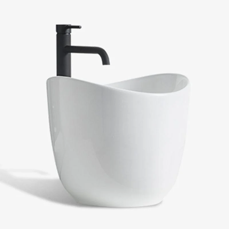 Modern Vessel Sink Round Porcelain with Pop-Up Drain Vessel Bathroom Sink -Bathlova