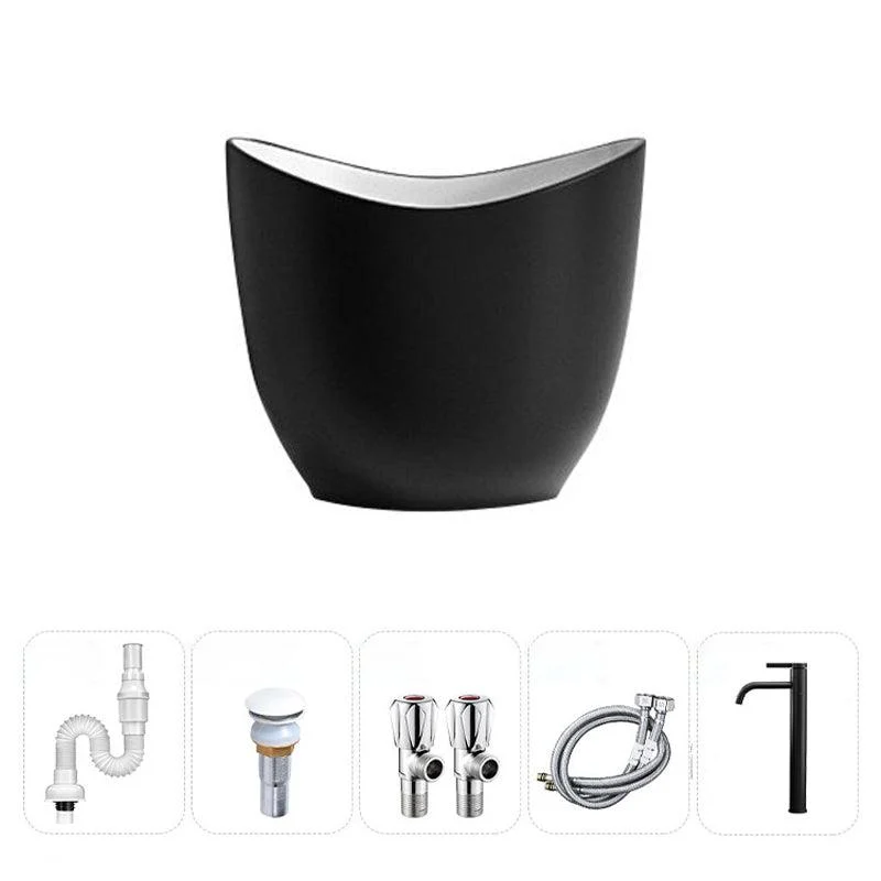 Modern Vessel Sink Round Porcelain with Pop-Up Drain Vessel Bathroom Sink -Bathlova