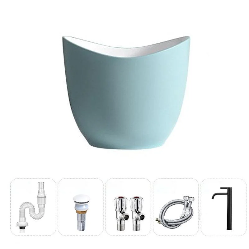 Modern Vessel Sink Round Porcelain with Pop-Up Drain Vessel Bathroom Sink -Bathlova