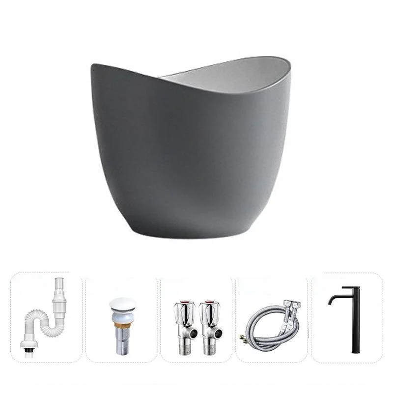 Modern Vessel Sink Round Porcelain with Pop-Up Drain Vessel Bathroom Sink -Bathlova