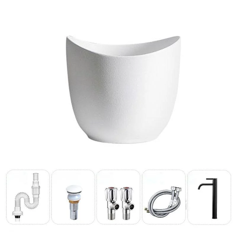 Modern Vessel Sink Round Porcelain with Pop-Up Drain Vessel Bathroom Sink -Bathlova