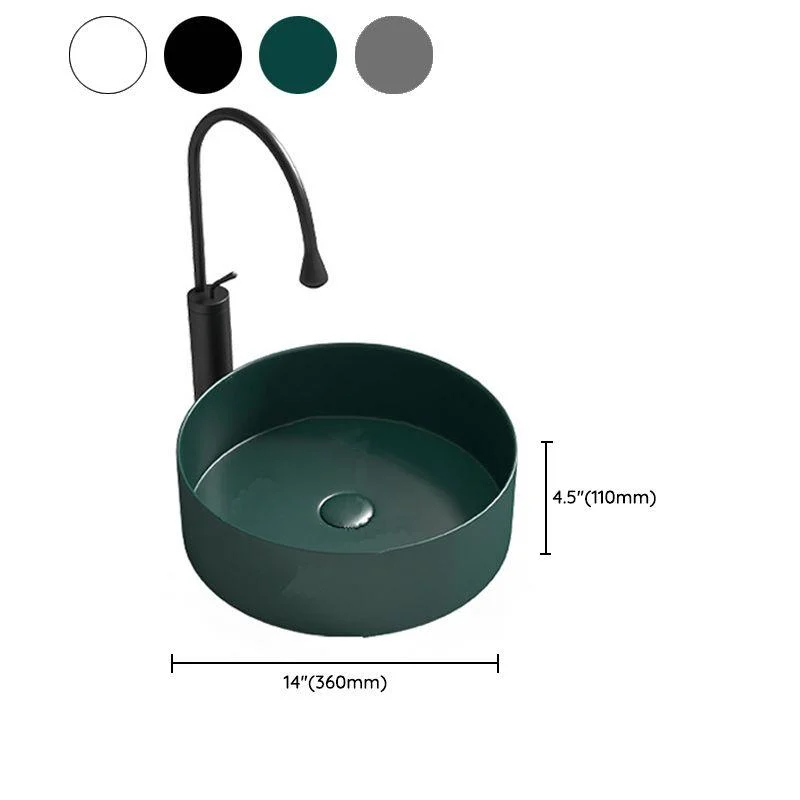 Modern Vessel Sink Round Porcelain with Tap Vessel Lavatory Sink -Bathlova