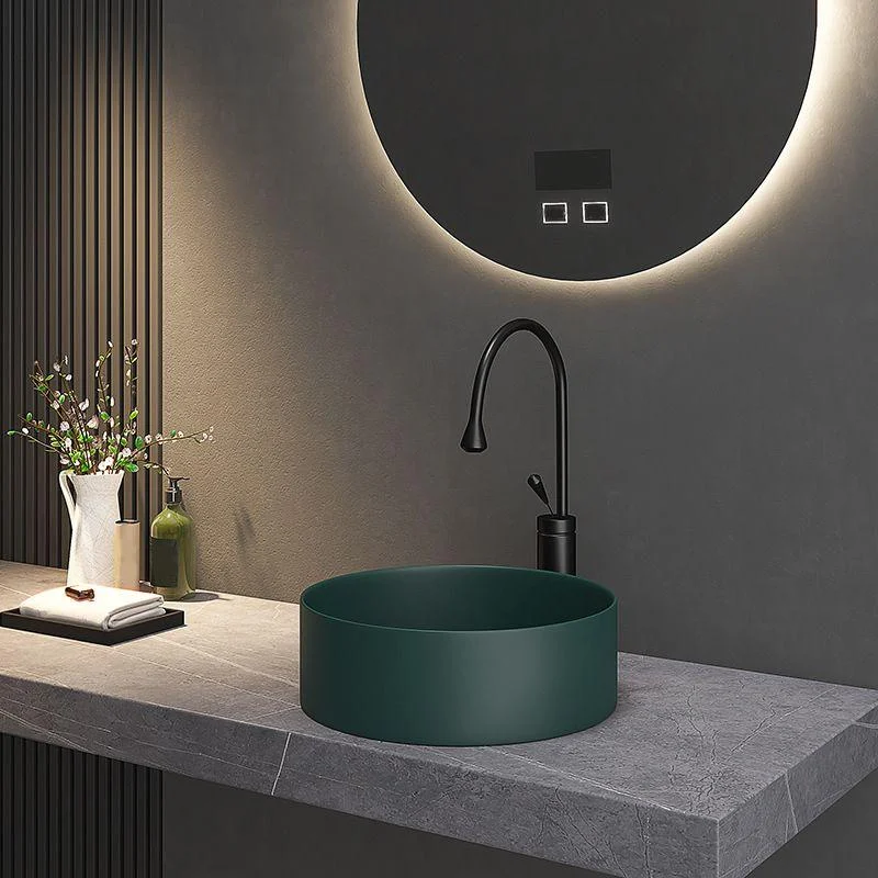 Modern Vessel Sink Round Porcelain with Tap Vessel Lavatory Sink -Bathlova