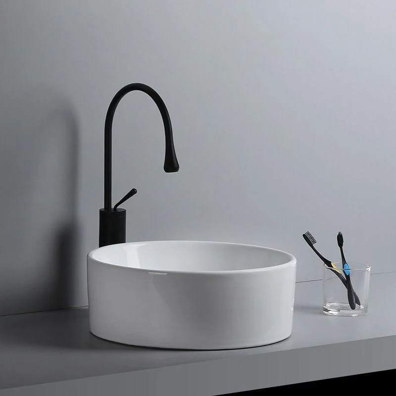 Modern Vessel Sink Round Porcelain with Tap Vessel Lavatory Sink -Bathlova