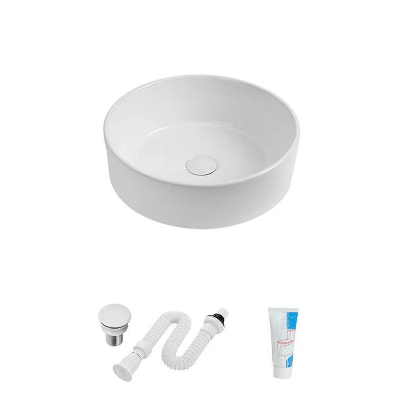 Modern Vessel Sink Round Porcelain with Tap Vessel Lavatory Sink -Bathlova