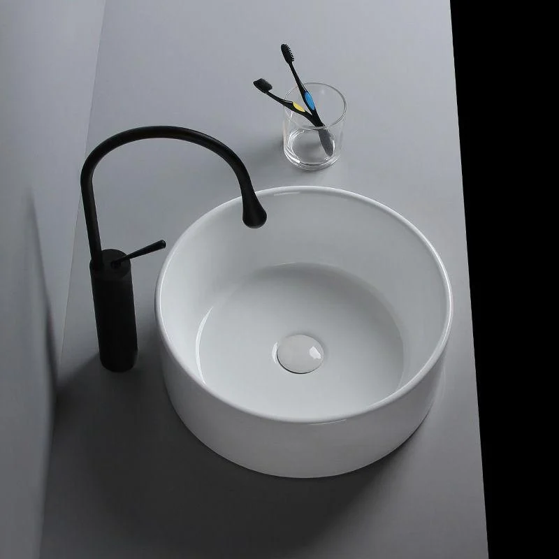 Modern Vessel Sink Round Porcelain with Tap Vessel Lavatory Sink -Bathlova