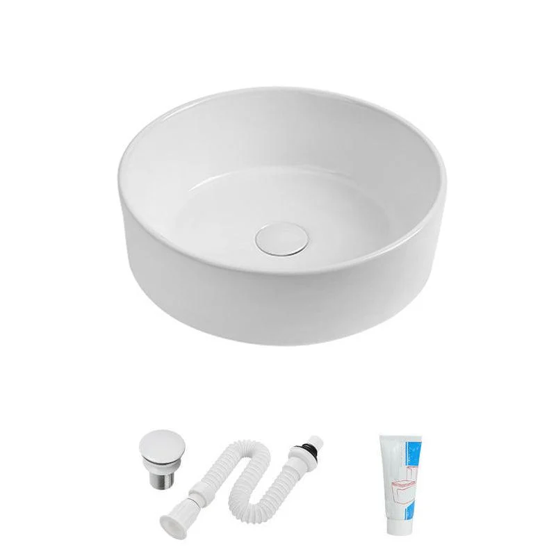 Modern Vessel Sink Round Porcelain with Tap Vessel Lavatory Sink -Bathlova