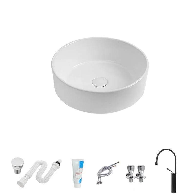 Modern Vessel Sink Round Porcelain with Tap Vessel Lavatory Sink -Bathlova