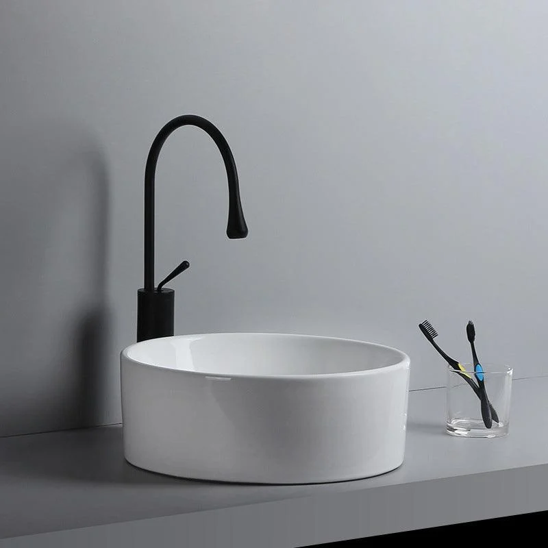 Modern Vessel Sink Round Porcelain with Tap Vessel Lavatory Sink -Bathlova