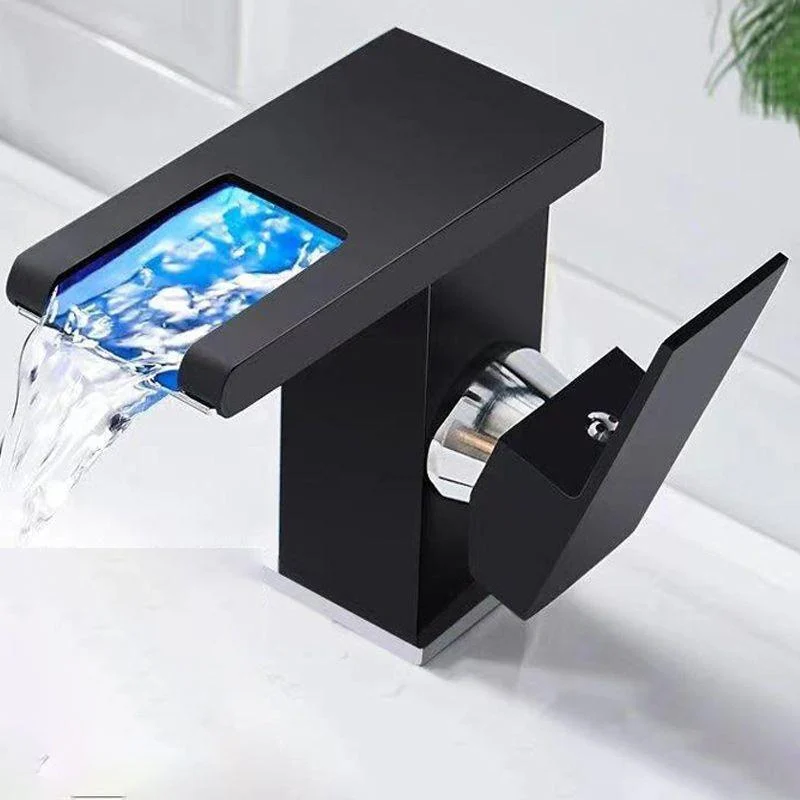 Modern Vessel Sink Tap Brass Lever Handles LED Waterfall Basin Lavatory Tap -Bathlova