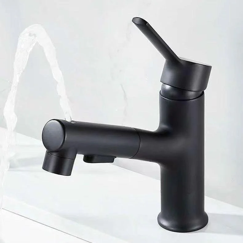 Modern Vessel Sink Tap Copper 1-Handle Low Arc Retractable Vessel Tap for Bathroom -Bathlova