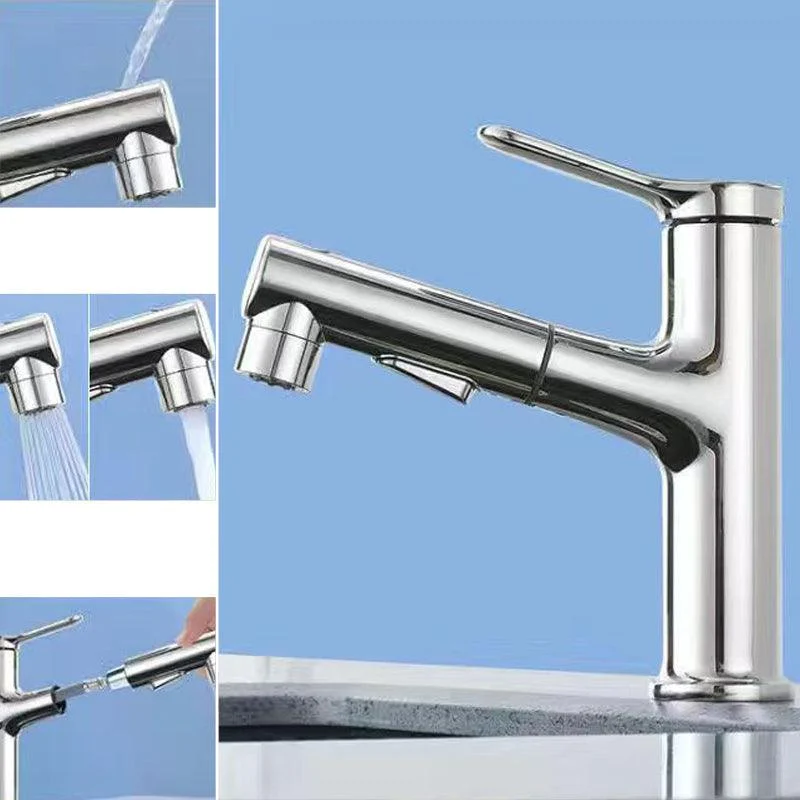 Modern Vessel Sink Tap Copper 1-Handle Low Arc Retractable Vessel Tap for Bathroom -Bathlova