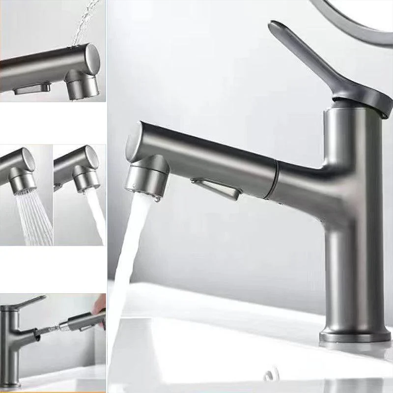 Modern Vessel Sink Tap Copper 1-Handle Low Arc Retractable Vessel Tap for Bathroom -Bathlova