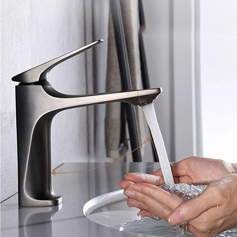 Modern Vessel Sink Tap Copper Lever Handle Low Arc Vessel Tap for Bathroom -Bathlova