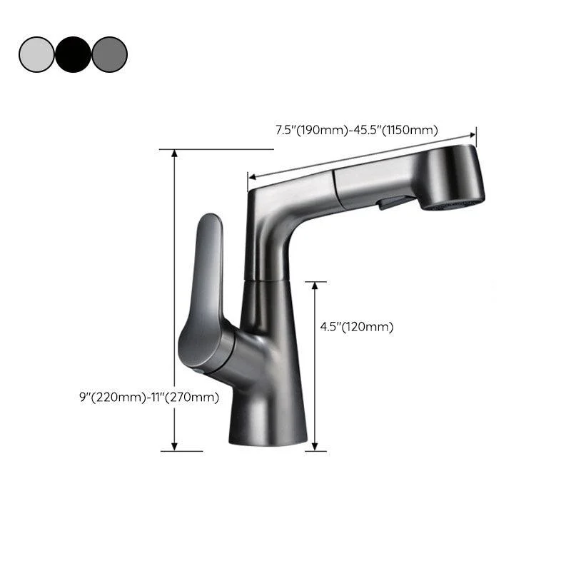 Modern Vessel Sink Tap Copper Single Handle Low Arc Retractable Vessel Tap -Bathlova