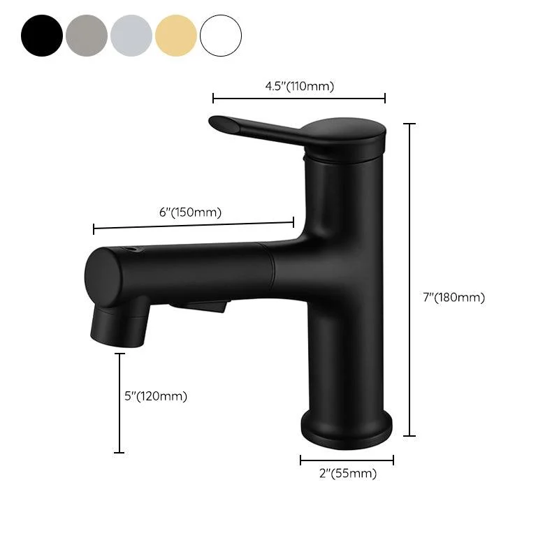 Modern Vessel Sink Tap Copper Single Handle Low Arc Retractable Vessel Tap -Bathlova