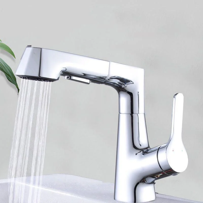 Modern Vessel Sink Tap Copper Single Handle Retractable Low Arc Vessel Tap -Bathlova