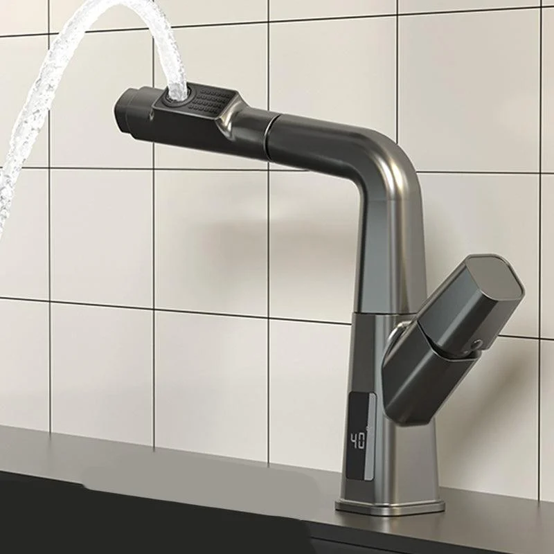 Modern Vessel Sink Tap Knob Handle Swivel Spout with Pull Down Sprayer -Bathlova