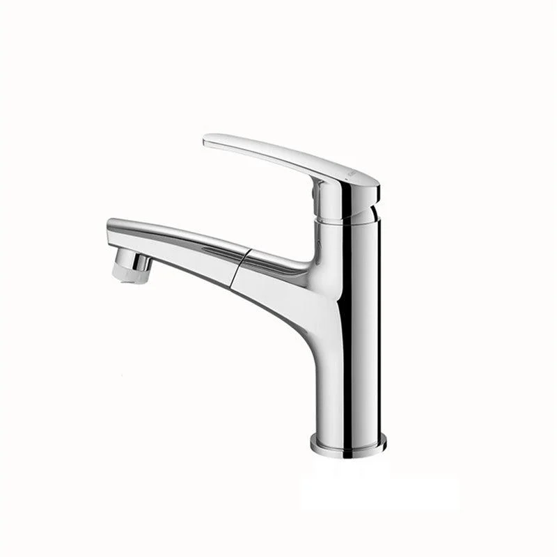 Modern Vessel Sink Tap Lever Handle Low Arc with Pull Out Sprayer -Bathlova