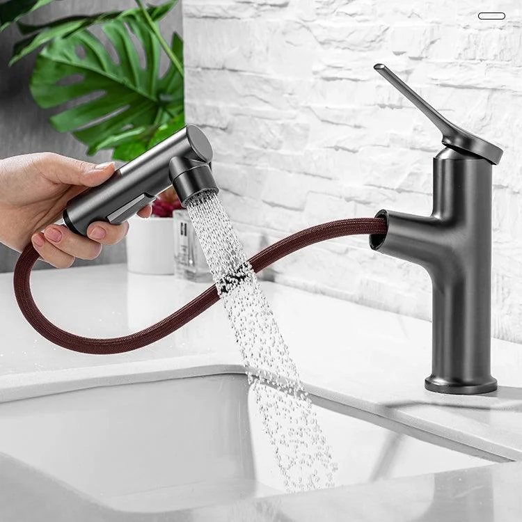 Modern Vessel Sink Tap Lever Handle with Pull Down Sprayer -Bathlova